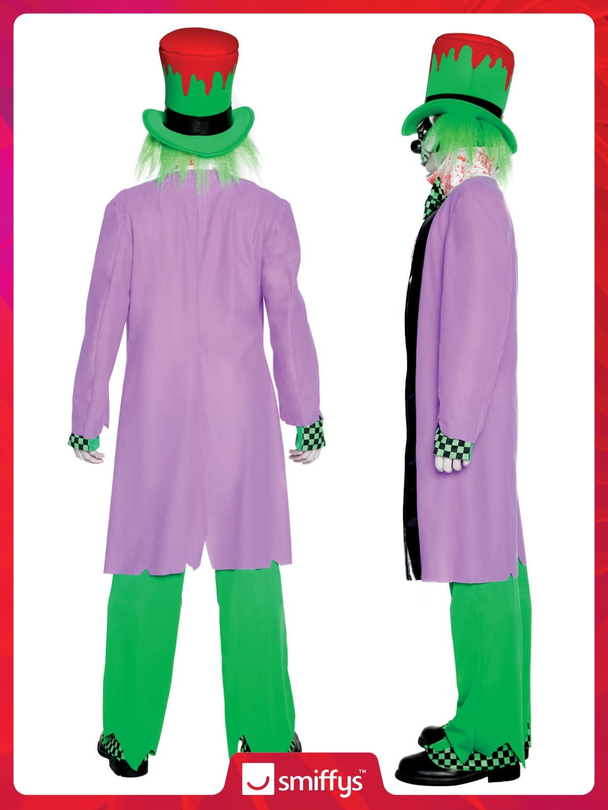 Smiffy's Men's Bad Hatter Costume Top Trousers Hat Shirt Mask Shoe Covers - Image 6