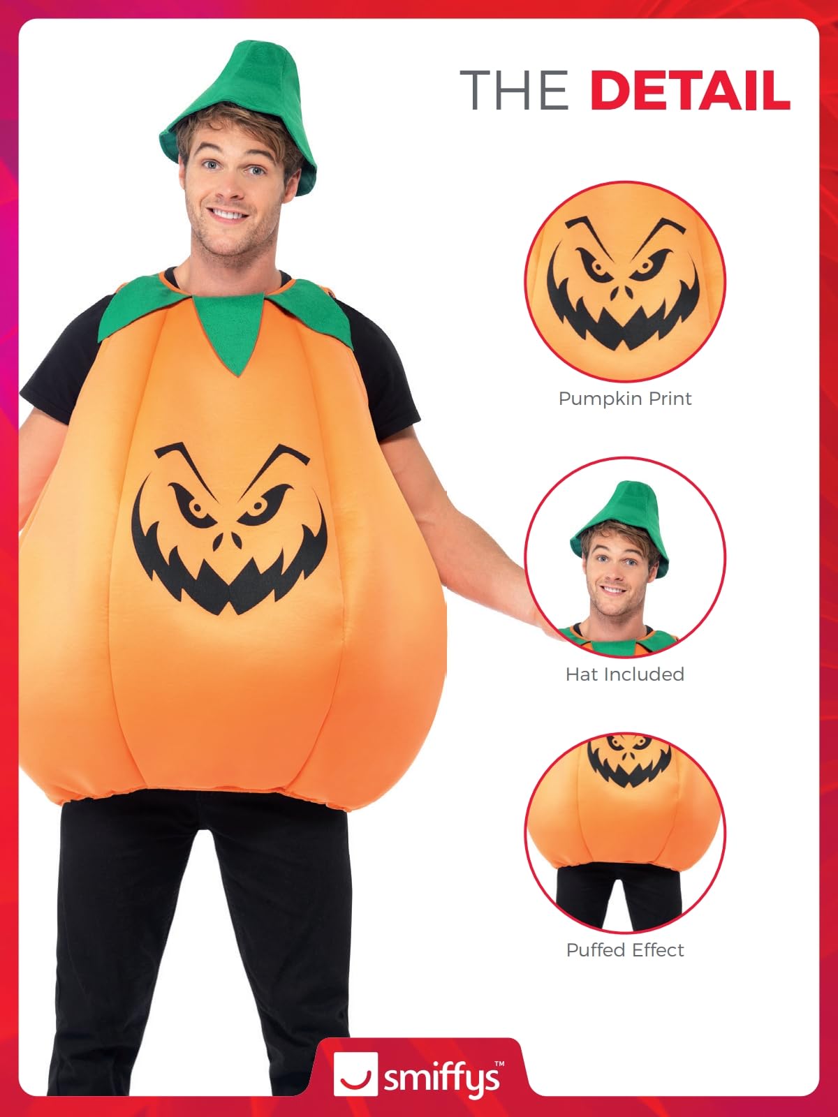 Smiffy's Men's Pumpkin Costume and Tabard with Hat - Image 5