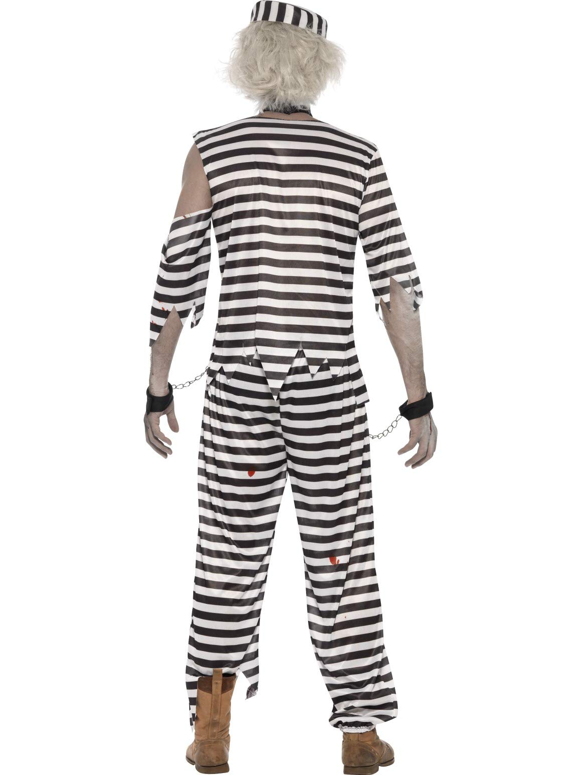 Smiffy's Men's Zombie Convict Costume with Top Trousers Hat and Chain Cuffs - Image 3