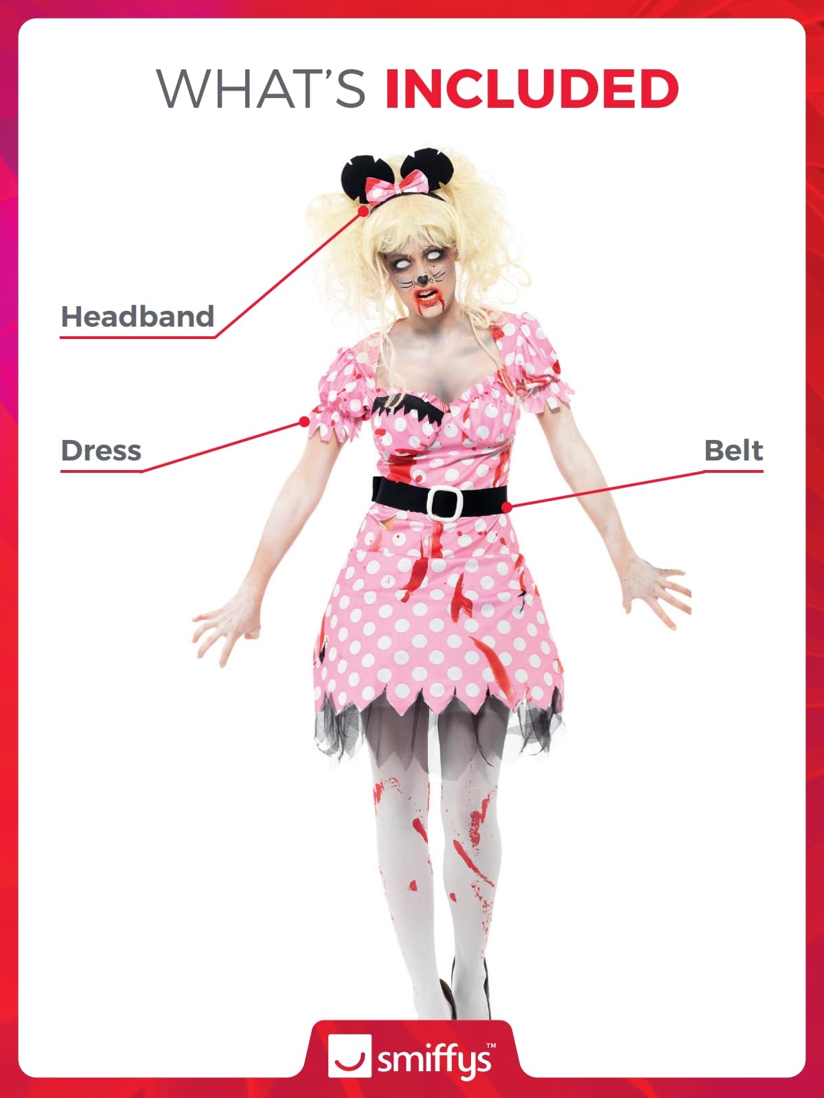 Smiffy's Women's Zombie Rodent Costume with Dress Belt and Headband - Image 4