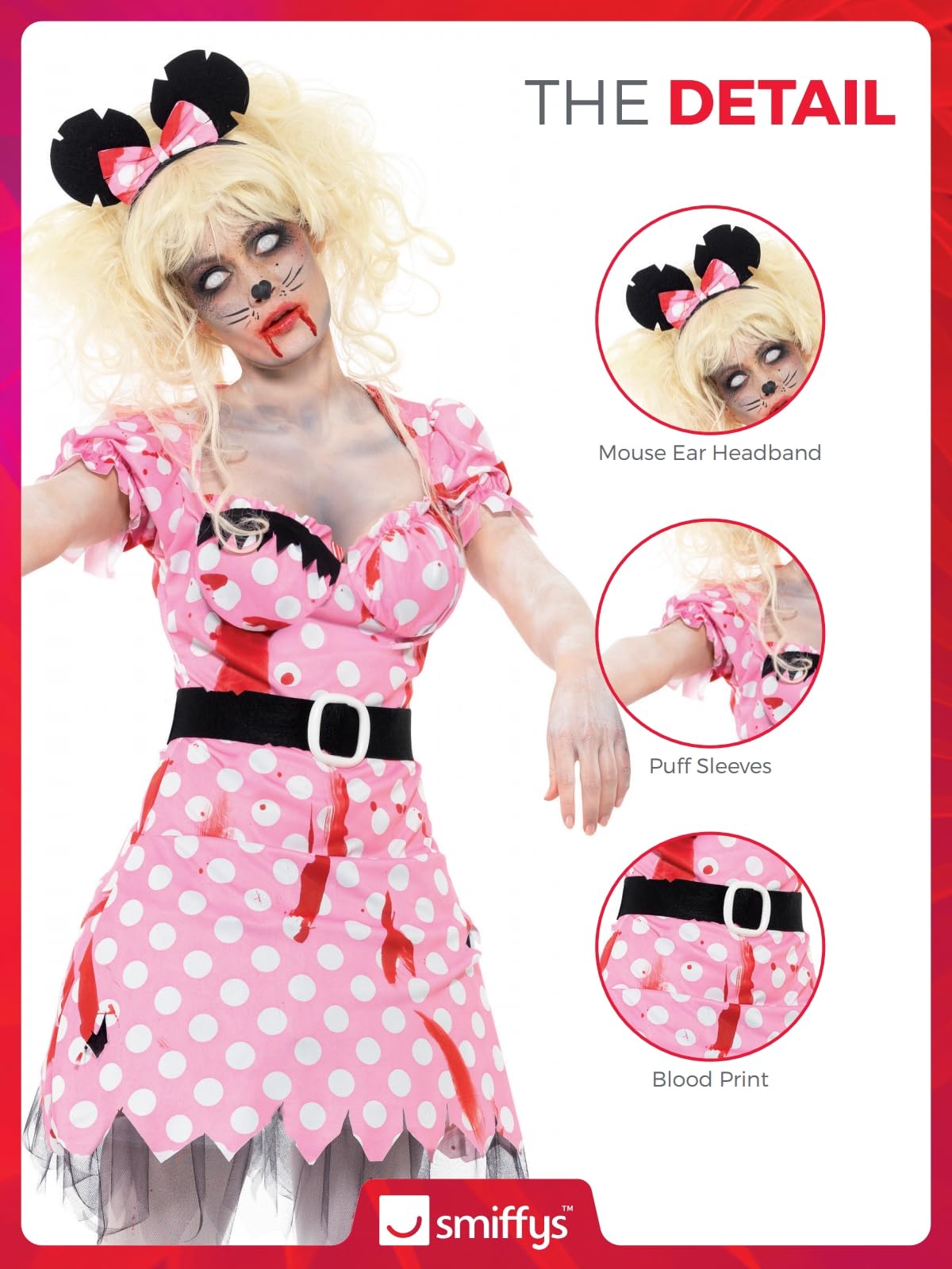 Smiffy's Women's Zombie Rodent Costume with Dress Belt and Headband - Image 5