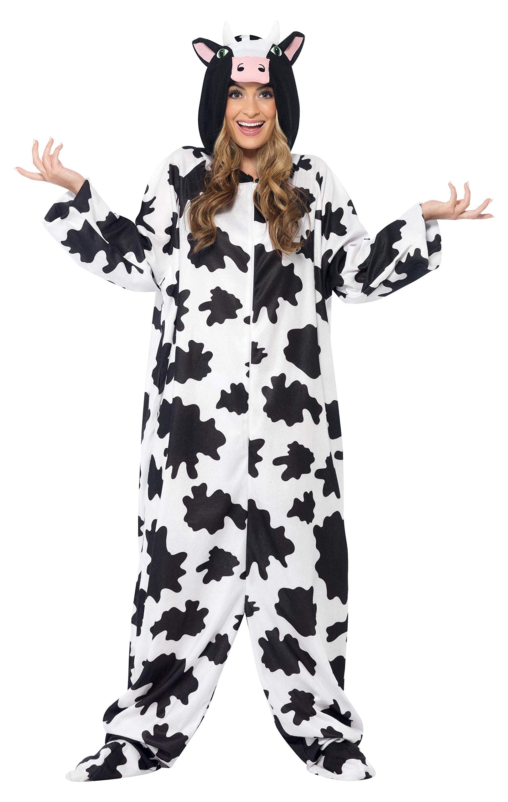 Smiffys Cow Costume, Black & White with Hooded All in One, Party Animals Fancy Dress, Animal Dress Up Costumes - Image 4