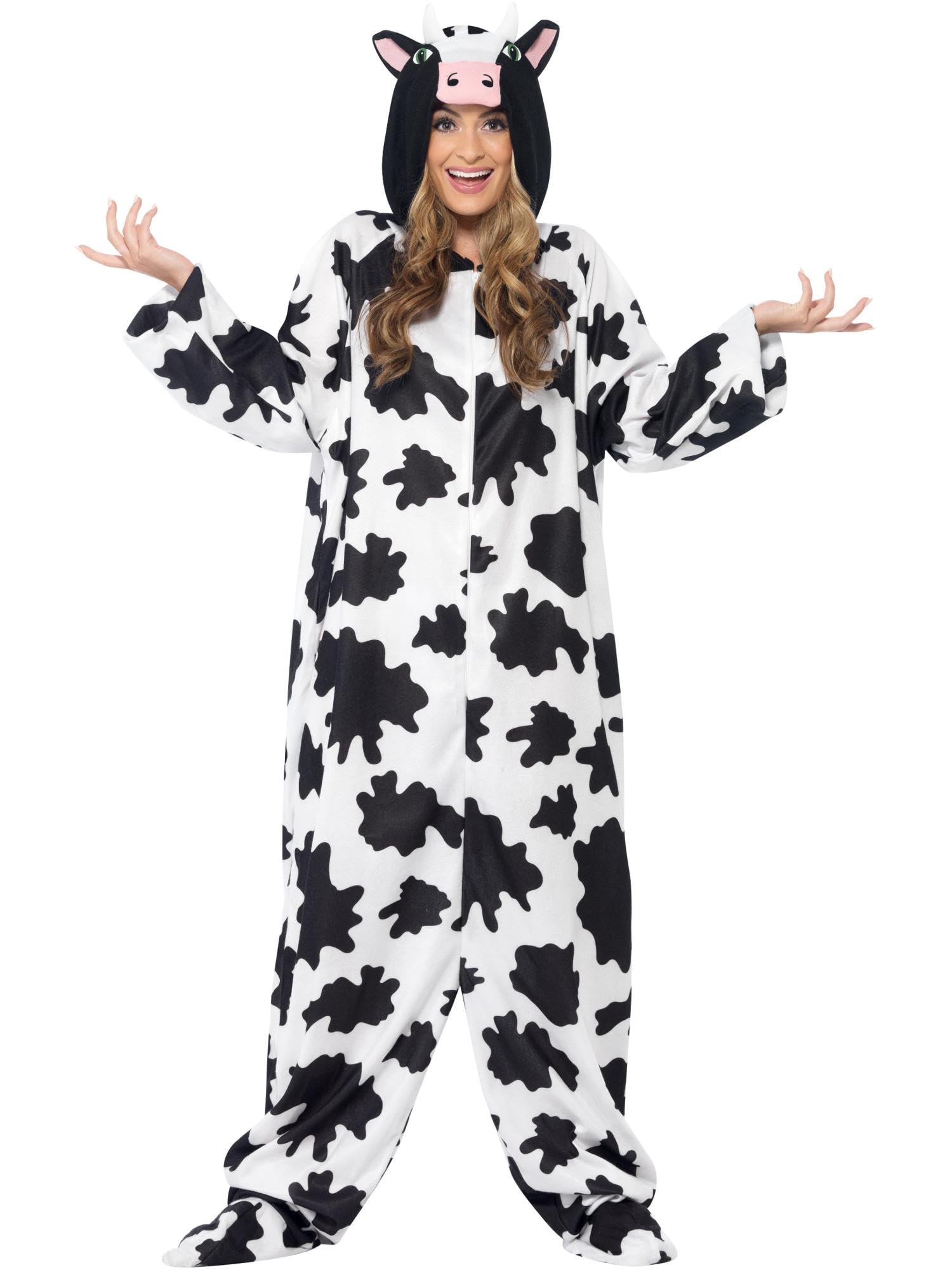 Smiffys Cow Costume, Black & White with Hooded All in One, Party Animals Fancy Dress, Animal Dress Up Costumes - Image 5