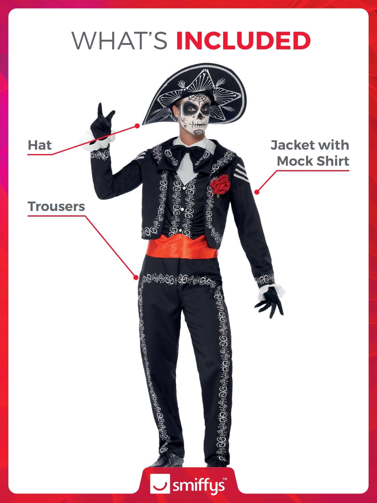 Smiffys Day of the Dead Se±or Bones Costume - Image 4